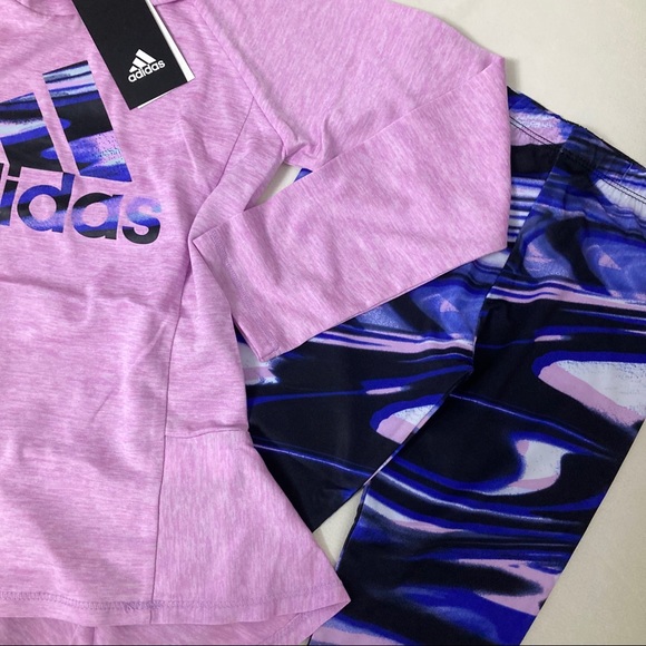 Adidas Pink hoodie cute active performance dri-fit set 4031 - Picture 6 of 6